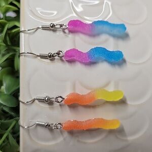 GUMMY WORM EARRINGS, CHOICE OF COLOR